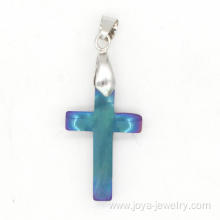 Unique Rainbow Hematite Cross Pendant With Toggle Clip For Girlfriend